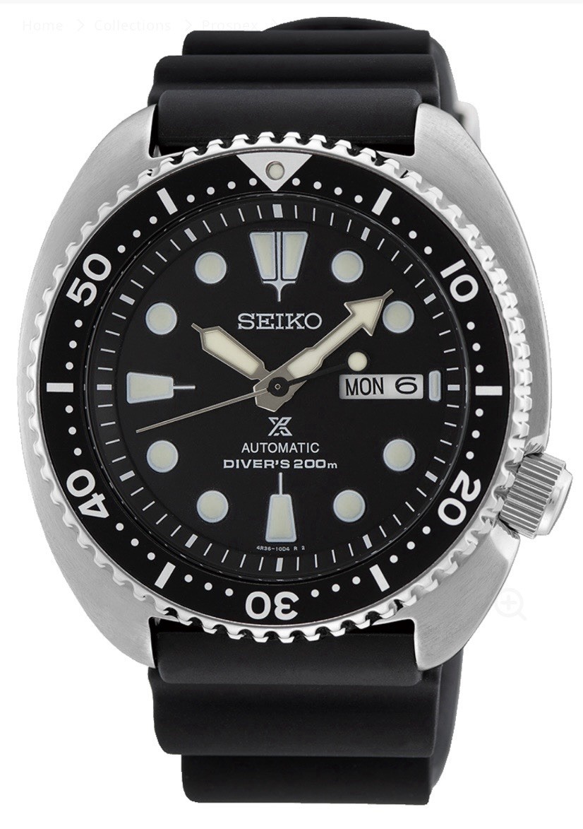 Seiko Prospex Turtle 45mm Black Dial Silicone Band Watch SRPE93