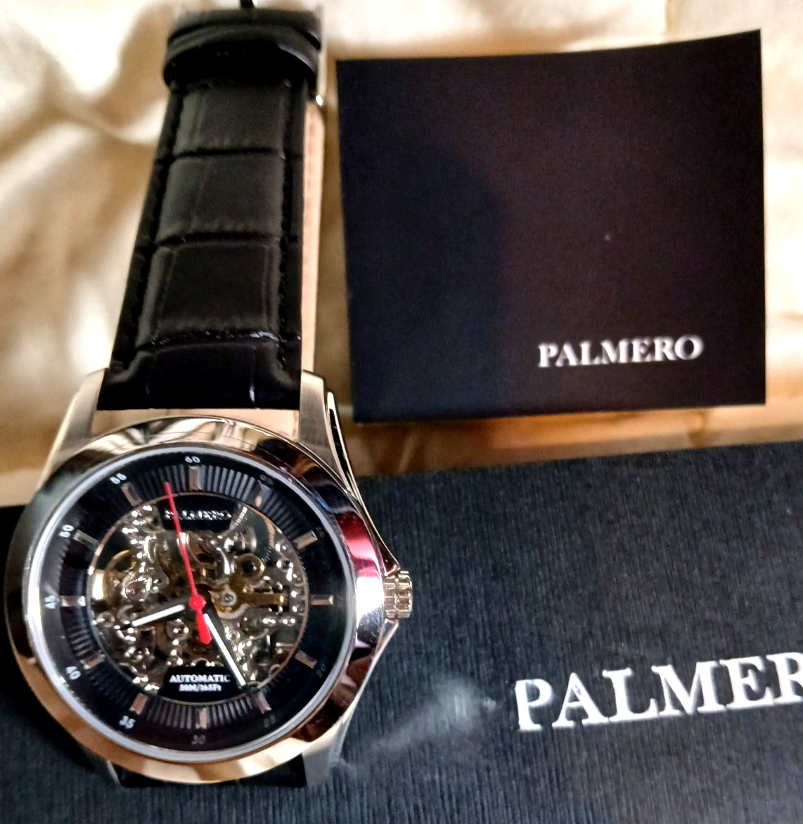 Palmero Caron Skeleton Automatic Watch – Black Dial and Black Strap