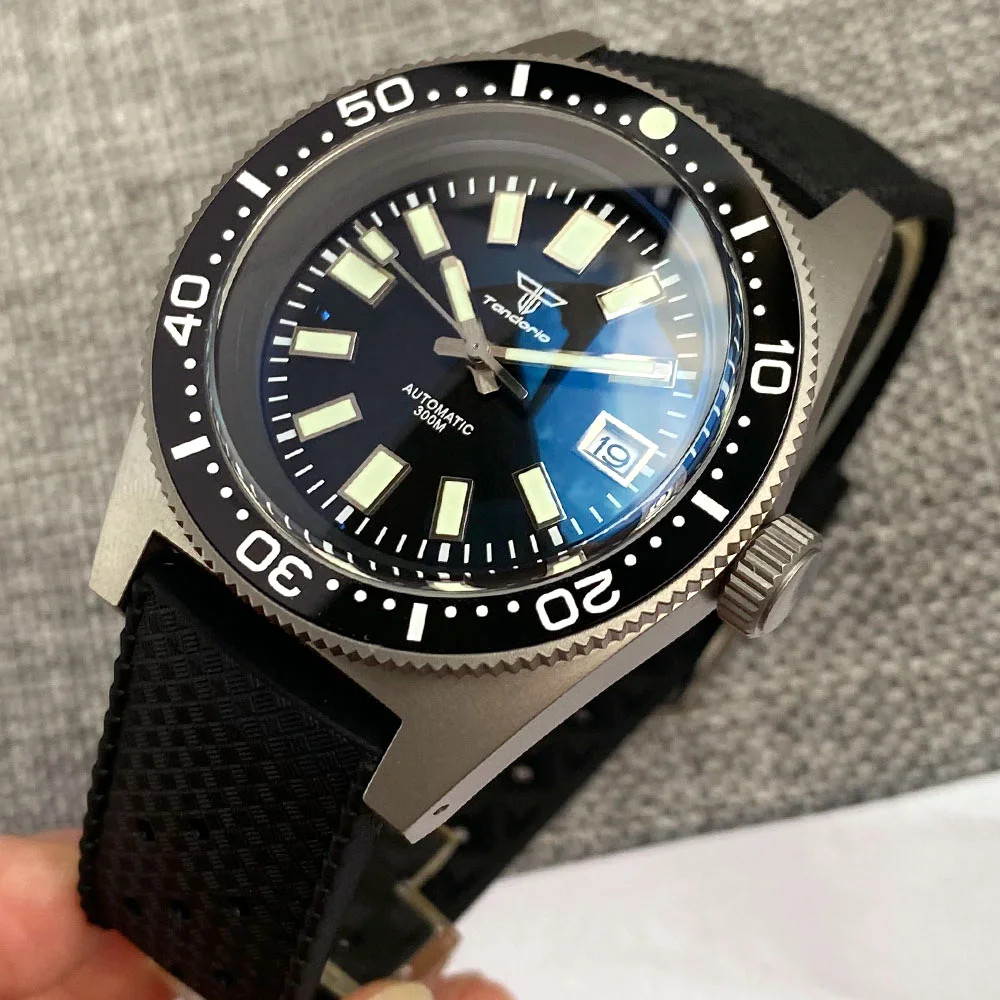 Tandorio 41mm Titanium Diving 62MAS Watch Black/Grey/Blue Dial NH35A PT5000 Move