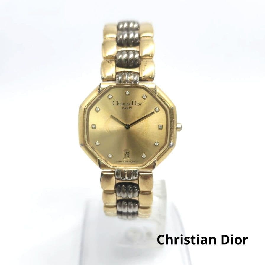 Christian Dior Octagon Gold Quartz Wristwatch D45-134 Japan Used 073430