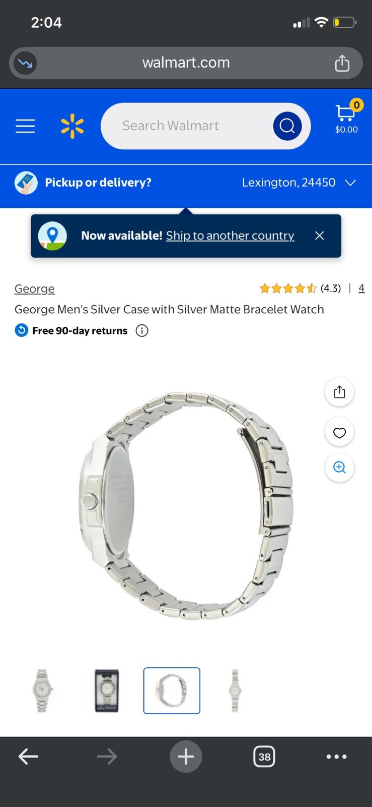 George Men’s Silver Case with Silver Matte Bracelet Watch