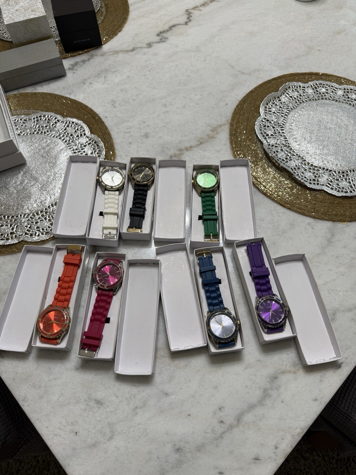 Geneve Quartz Analog Wristwatch Silicone Strap Assorted Colors w/ Box