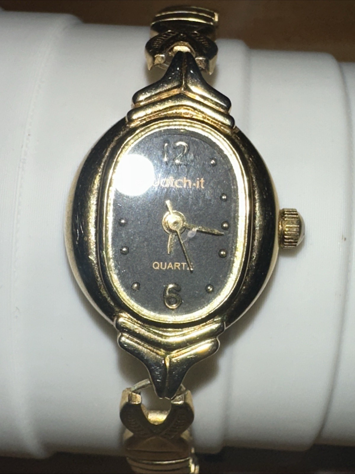 Working WATCH-IT Quartz MLN3012 Gold & Black Stretch Fashion Watch Women’s
