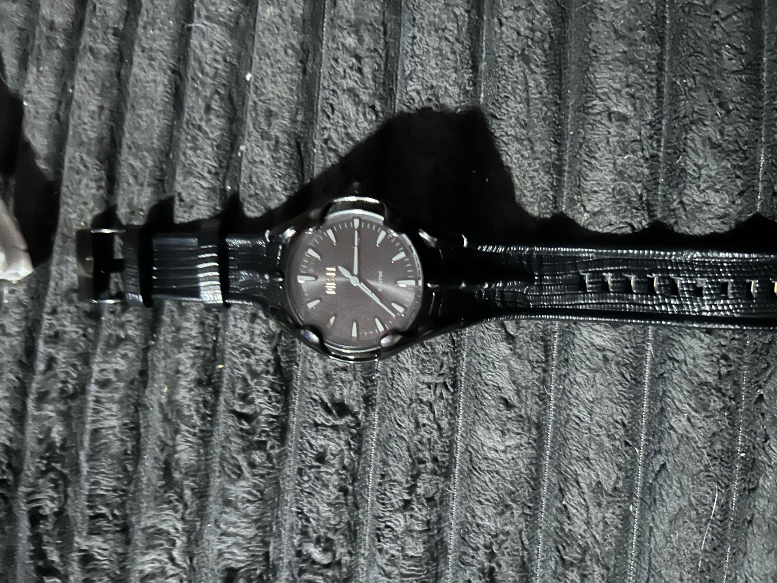 DIESEL Metamorph Vert Mens Watch, Black Dial, Reptilian Embossed Leather Band