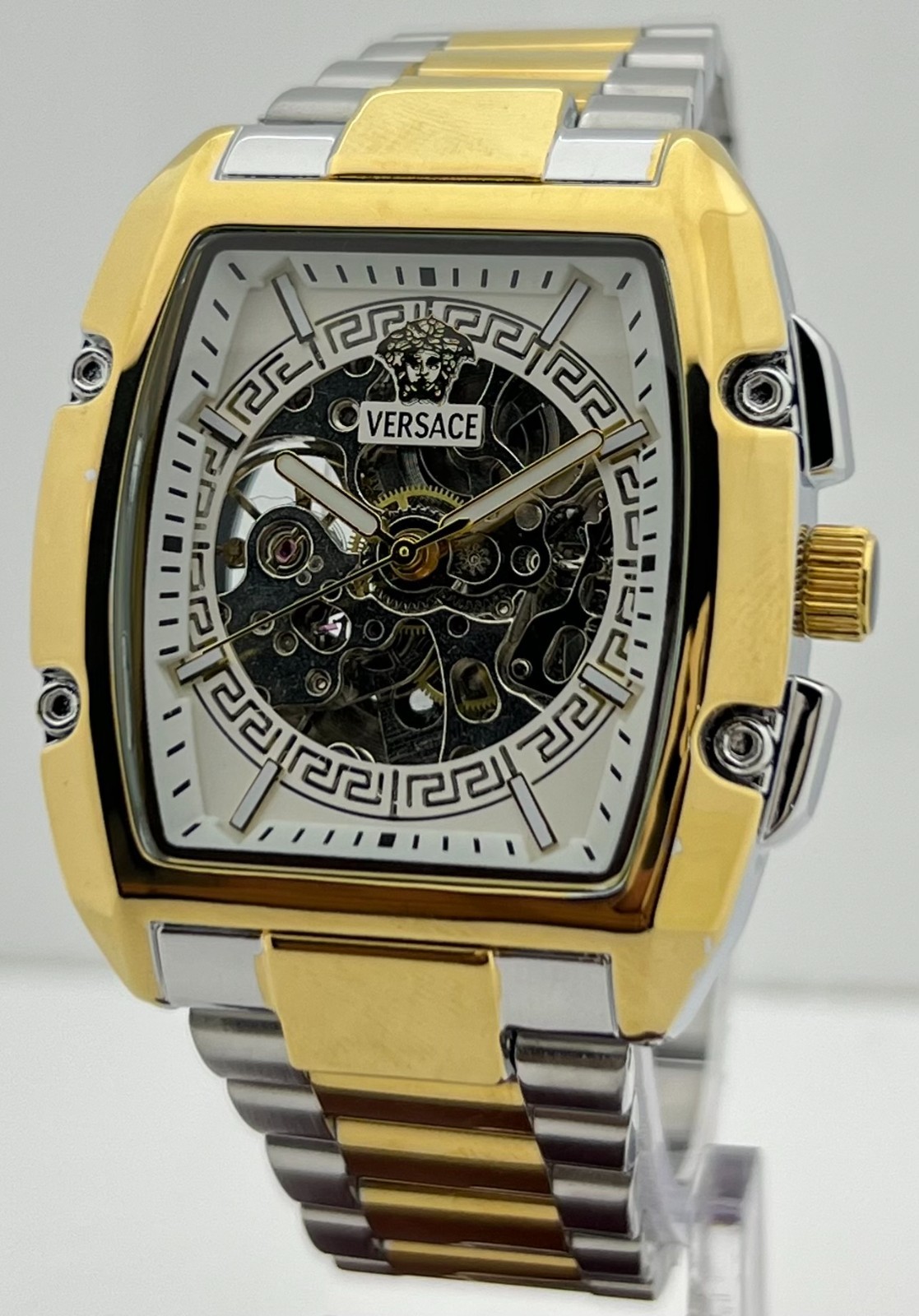 Premium Men’s Versace Dominus Skeleton Automatic White Dial Perfect Wristwatch