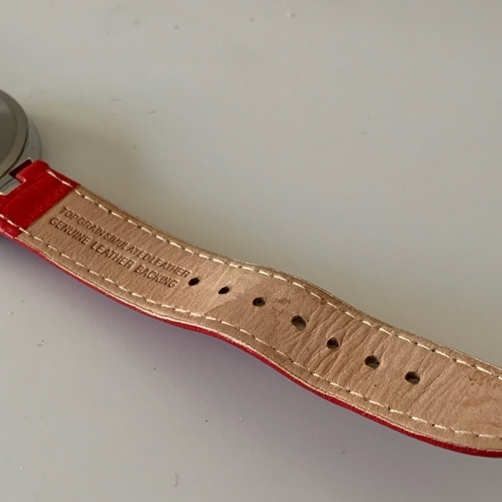 Anne Klein large face watch with red leather band