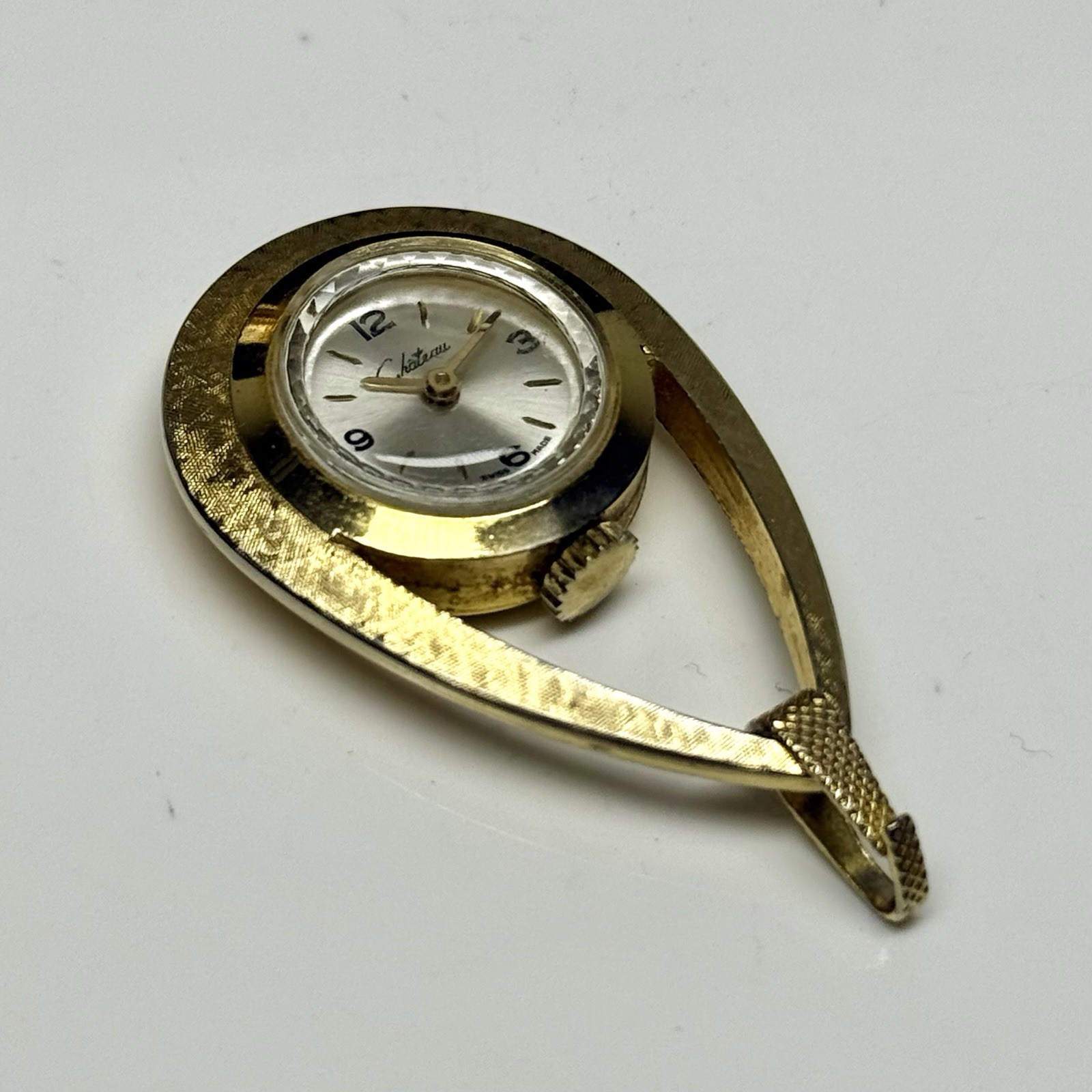 Vintage Chateau Pendant Swiss Made Mechanical Watch Winds Up Runs GR8 White Dial