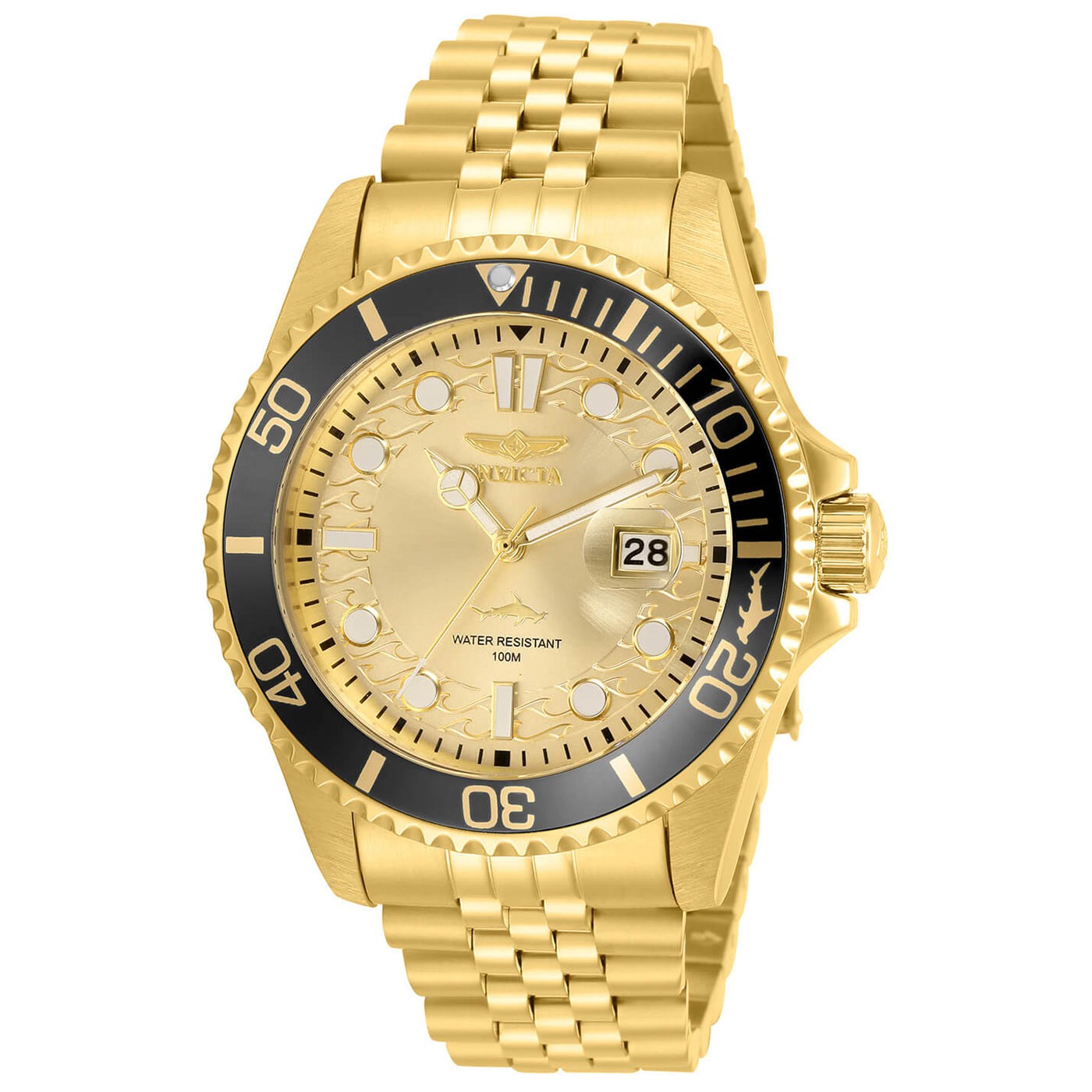 Invicta Men’s Watch Pro Diver Yellow Gold Plated Stainless Steel Bracelet 30613