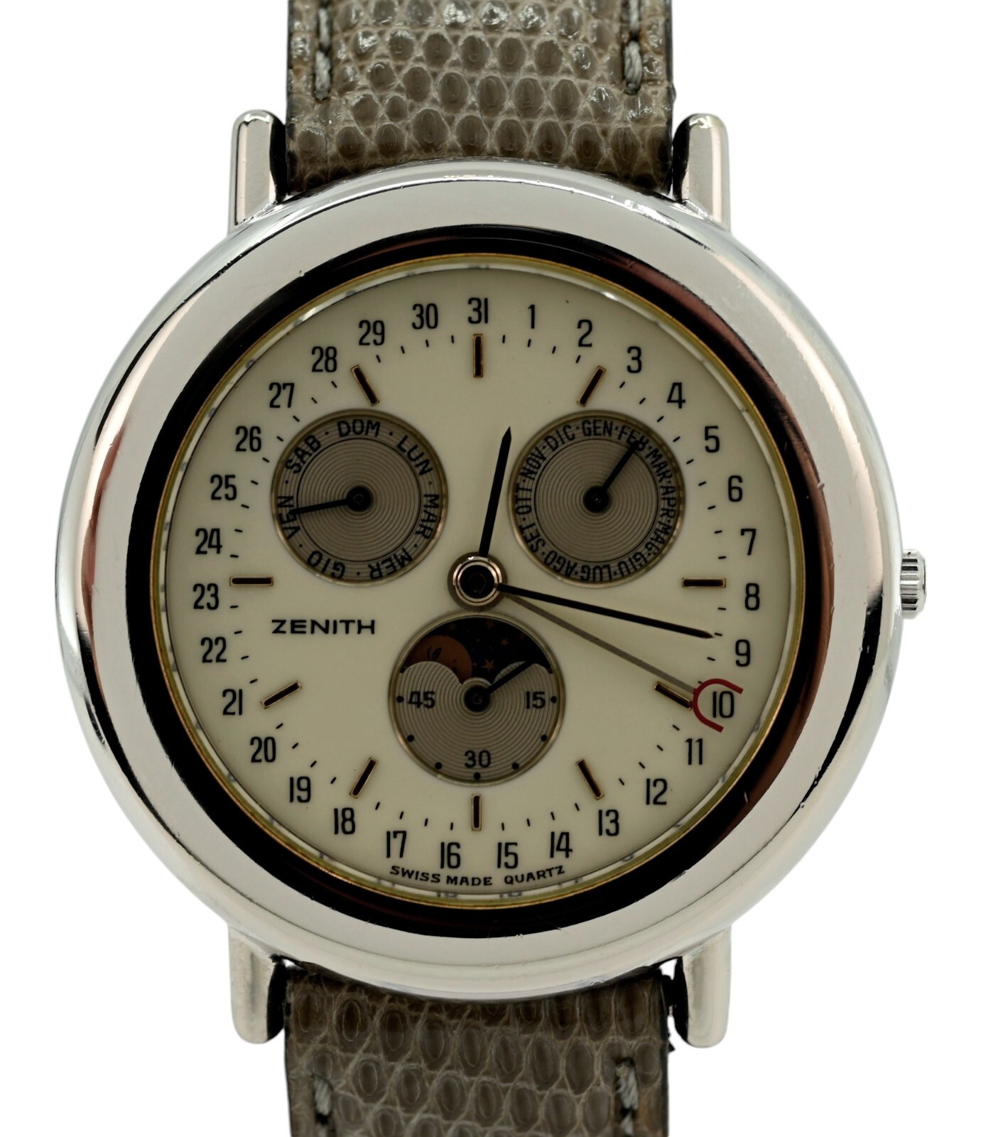Rare Vintage Men’s Zenith 35mm Triple Calendar Monophase Watch Ref: 11.0010.393!