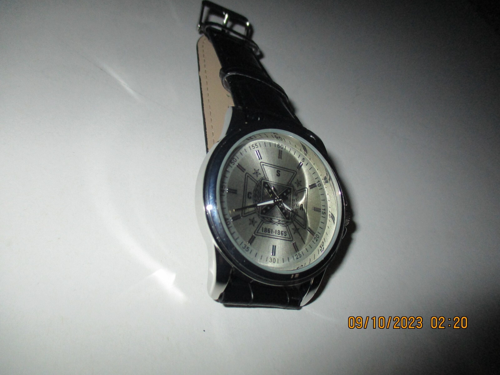New Confderate States Of America Wristwatch With Black Leatherette Band