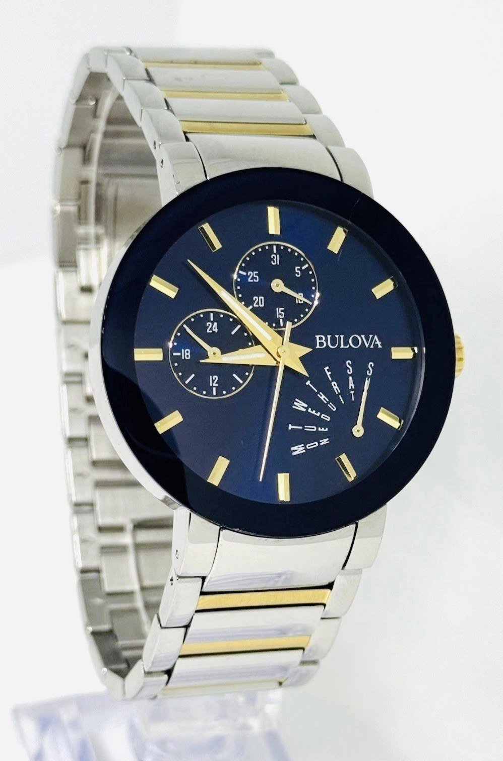 Bulova Men’s Futuro Stainless Steel Two Tone Blue Dial 40mm Watch 98C123