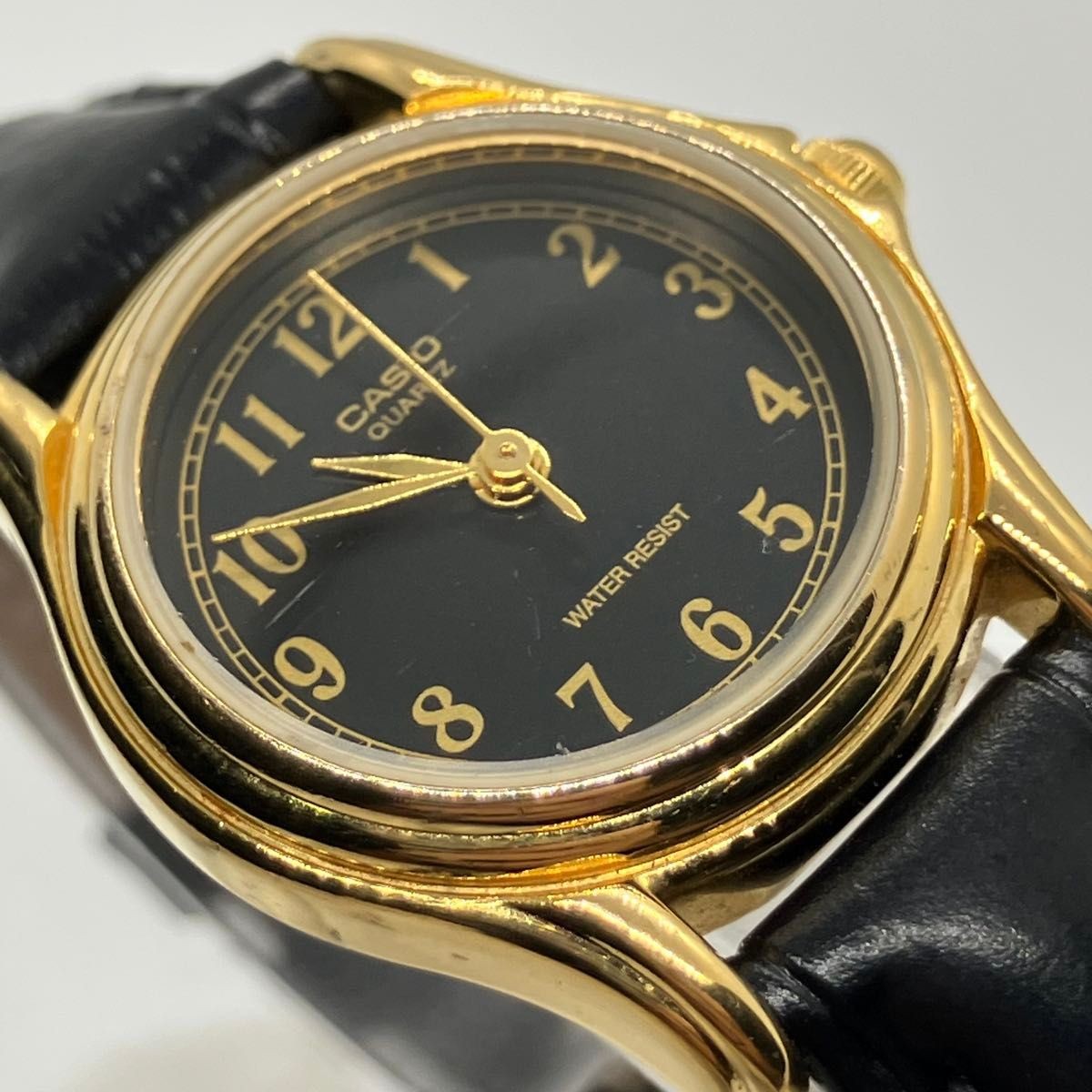 Casio Quartz Gold Case Black Dial Analog Watch