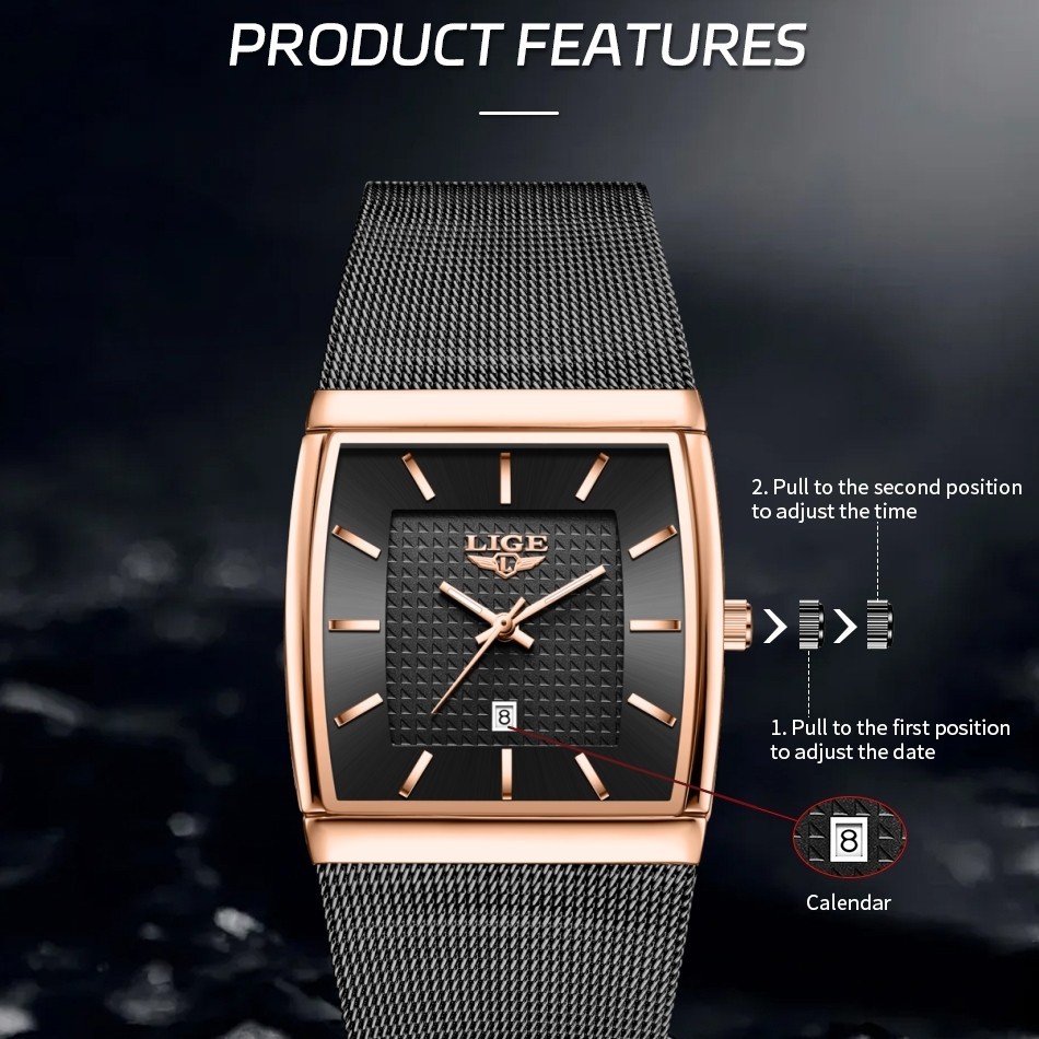LIGE FOXBOX Men Watch Quartz Digital & Analog 5ATM Waterproof Sport Wristwatches