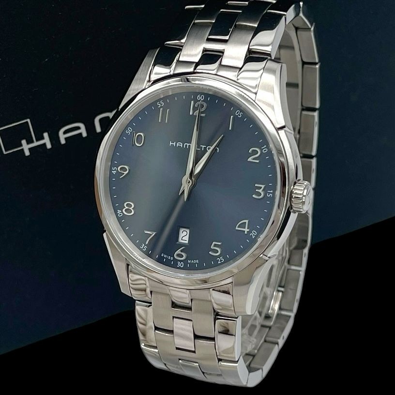Hamilton Jazzmaster H385111 42.0mm Used Watch Quartz Date Display Box Blue