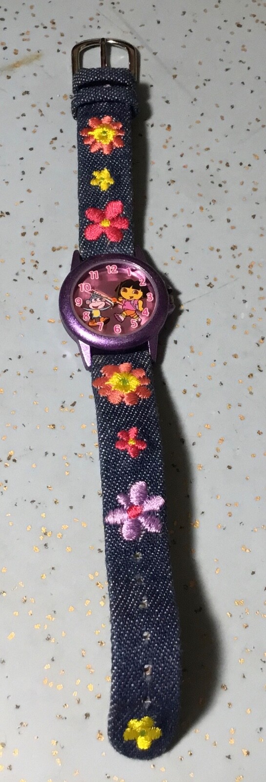 2003 NELSONIC DTE058-DORA the EXPLORER & BOOT CHILD WATCH EMBROIDERED DENIM BAND