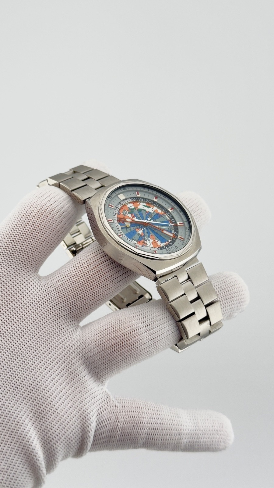 Vintage Edox Geoscope Automatic World Time Map Dial Swiss Men’s Watch