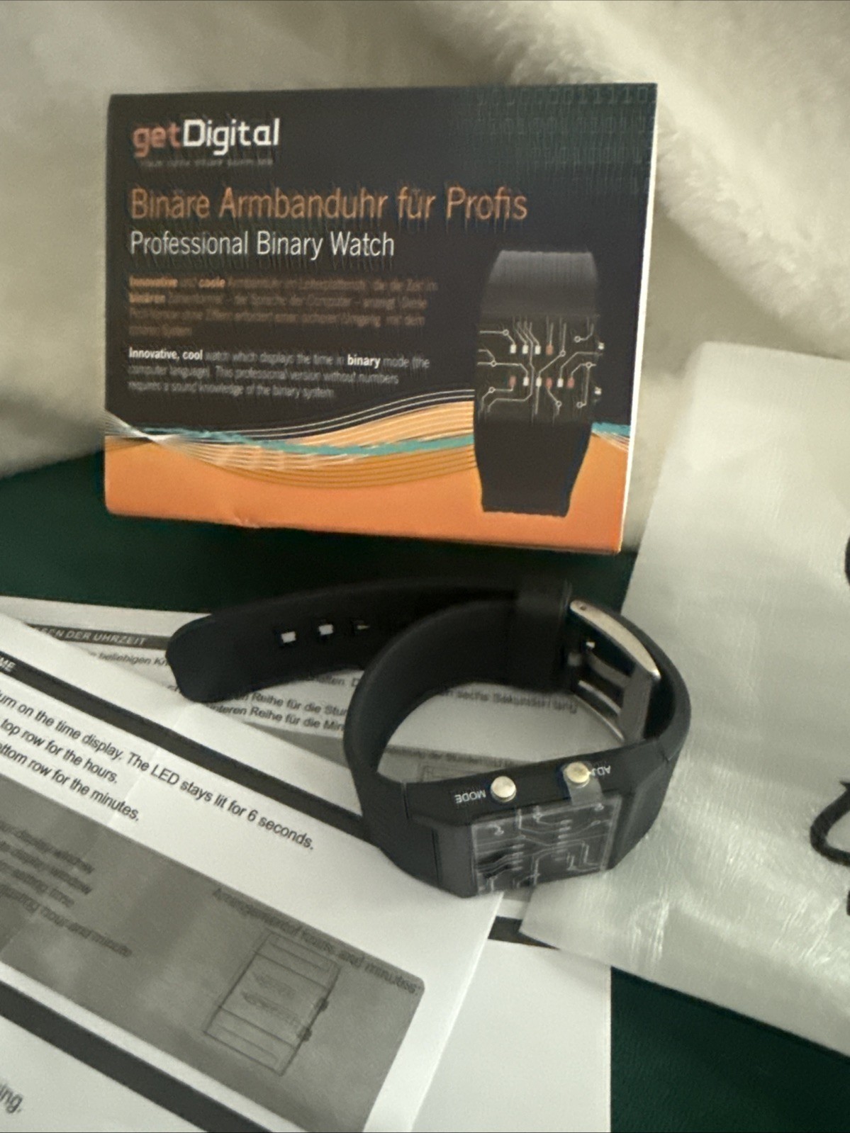Binary Wrist Watch for Professionals with LED Lights Gift for Geeks