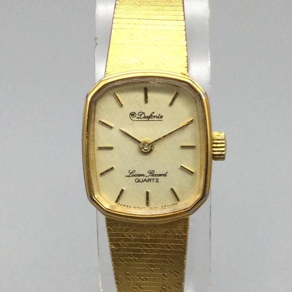 Vintage Dufonte Lucien Piccard Womens Watch 16mm Gold Tone New Battery 7.5″