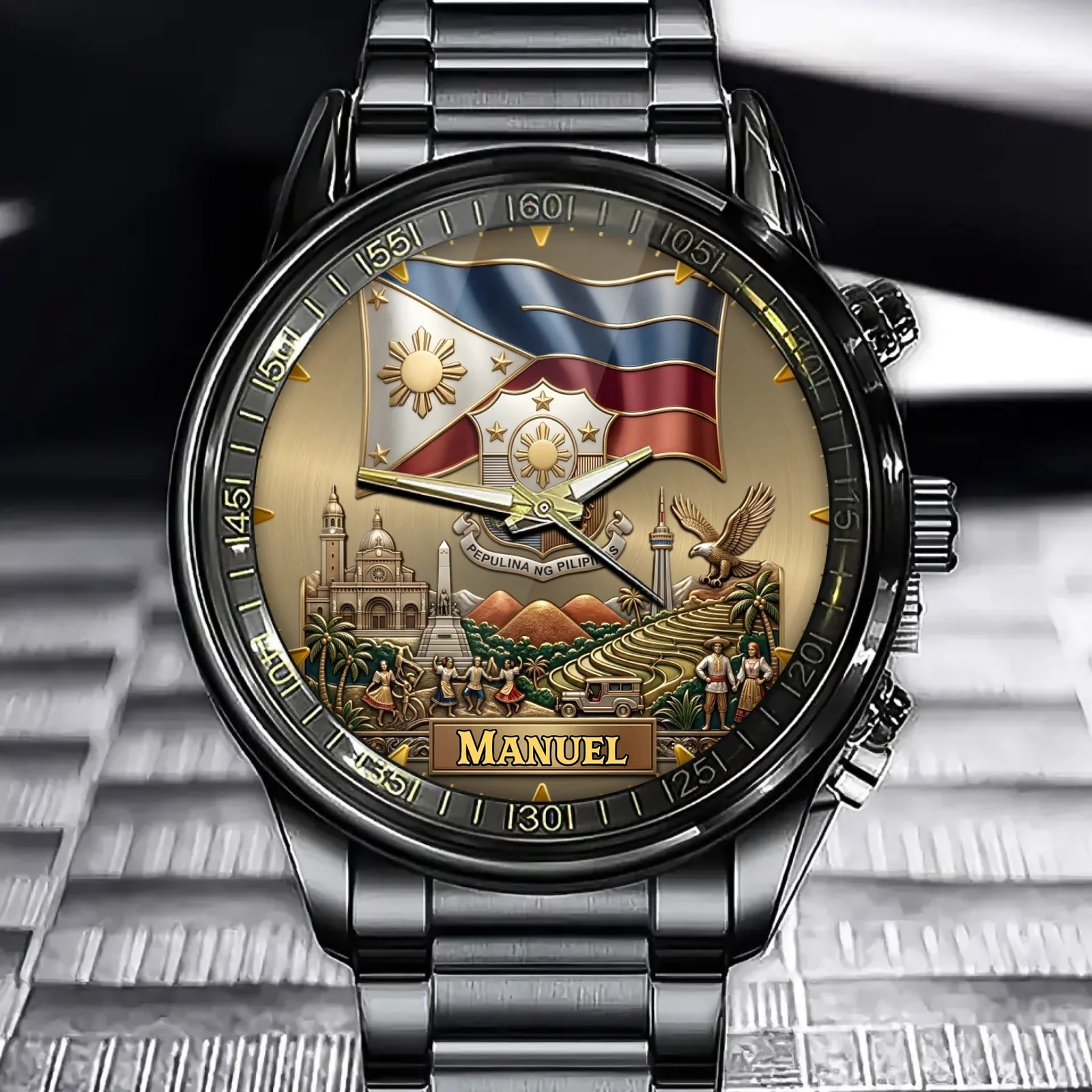 Personalized Philippines Heritage Watch – Custom Name With Flag and National