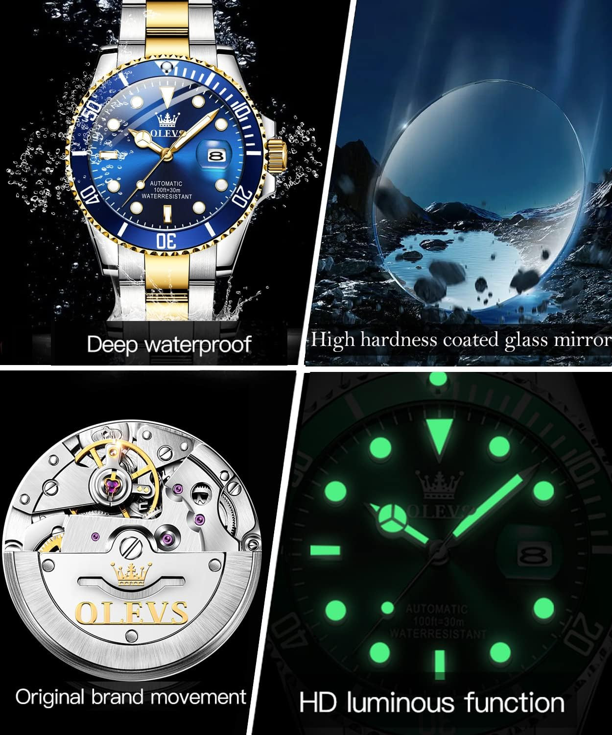 Luxury Men’s Waterproof Automatic Watch – Big Face & Luminous Design