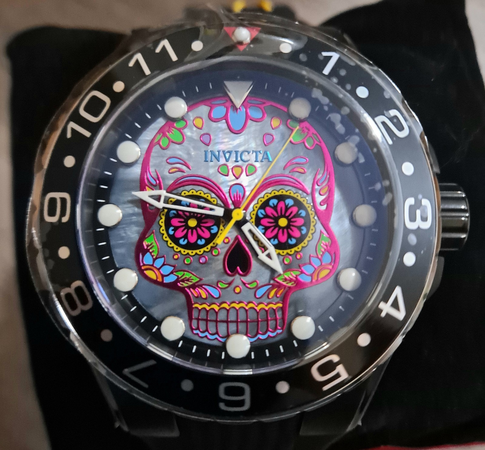 NEW Invicta AVIATOR Dia De Los Muertos MOP Skull Mens Watch 50mm WITH BONUS