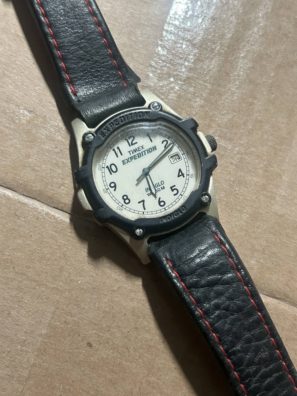 Timex Expedition Indiglo Watch Beige/Gold/Black Used
