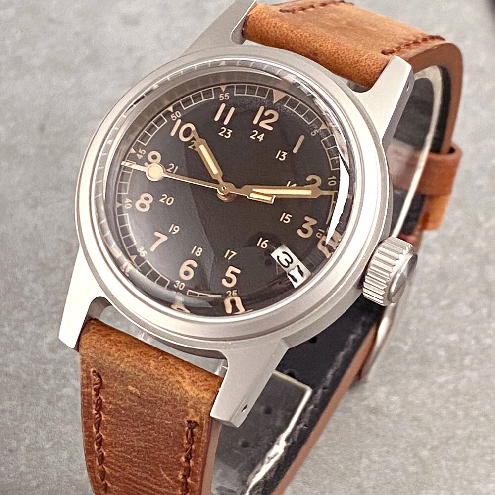 Retro Black 24-Hour Arabic Numerals Double Sapphire Military Men’s Watches NH35