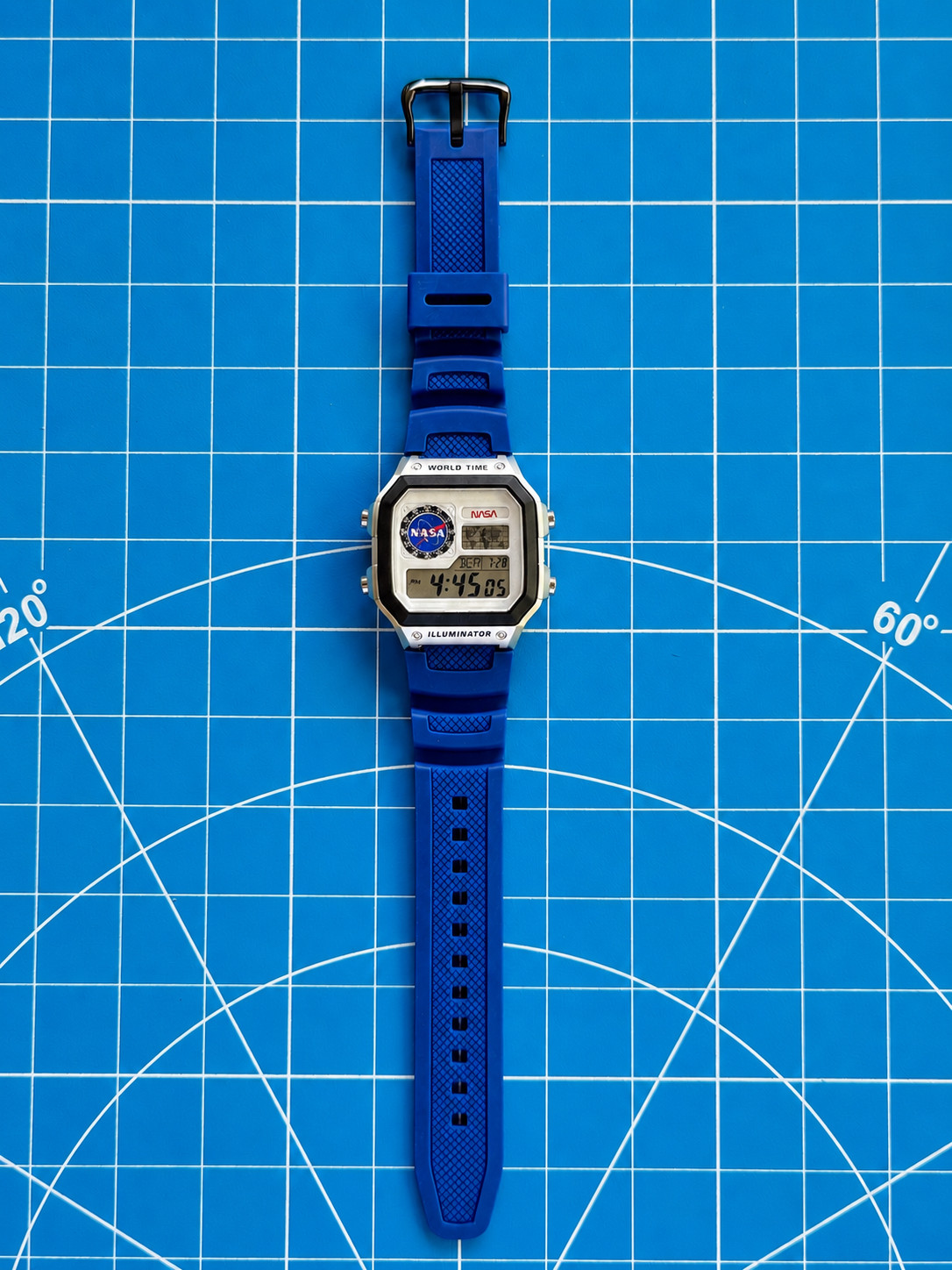 Casio World Time ae-1200 mod NASA theme Blue band