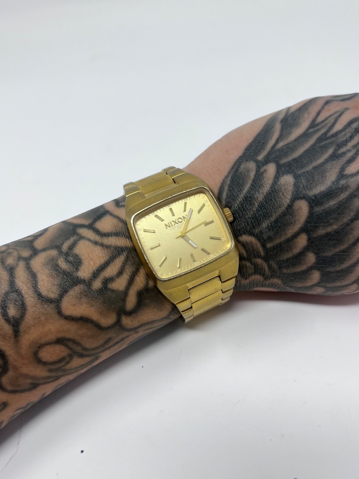 Nixon The Manual Watch All Gold Square Face 100M Stainless Steel Mens