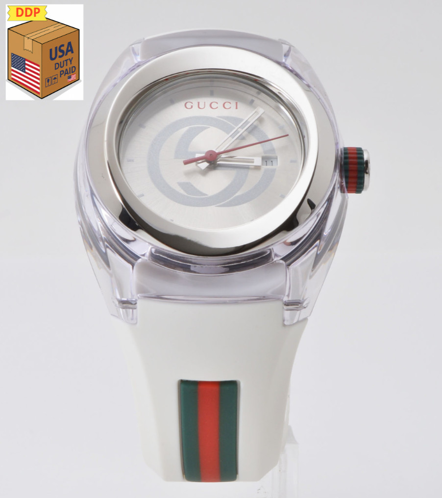 [MINT w/Box] Gucci 137.3 Sync White 35mm Unisex Sherry Line Quartz Watch JAPAN