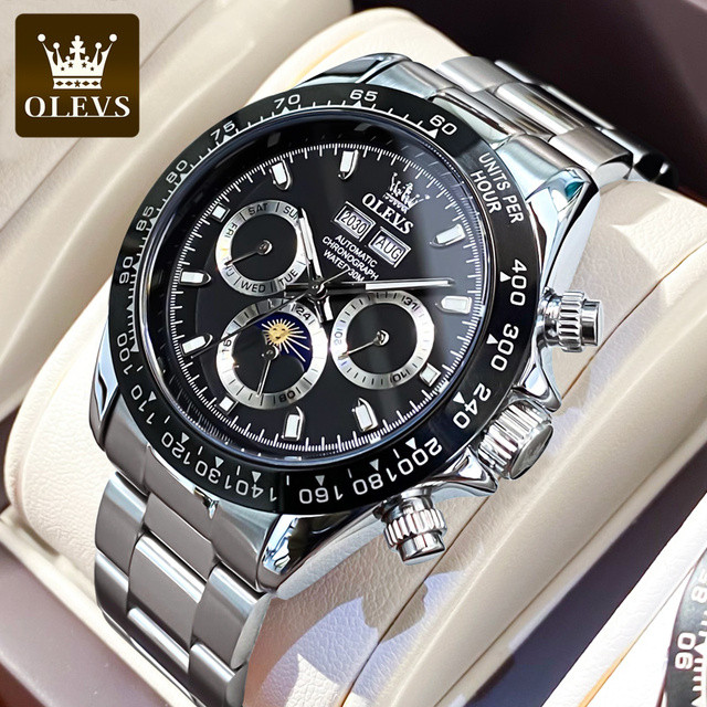 OLEVS Men Automatic Mechanical Luxury Stainless Steel Luminous Waterproof Watch
