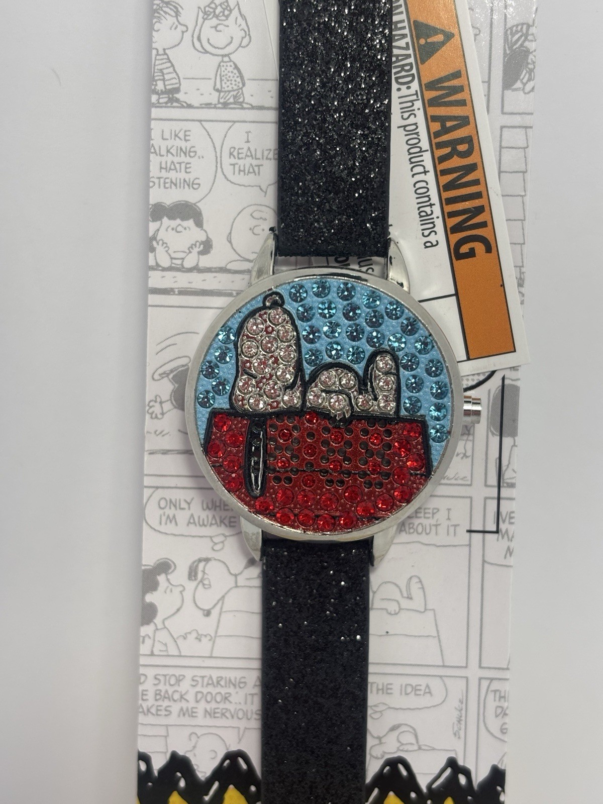 Peanuts Snoopy LED Watch Rhinestone Face Red White Blue Lights Up New