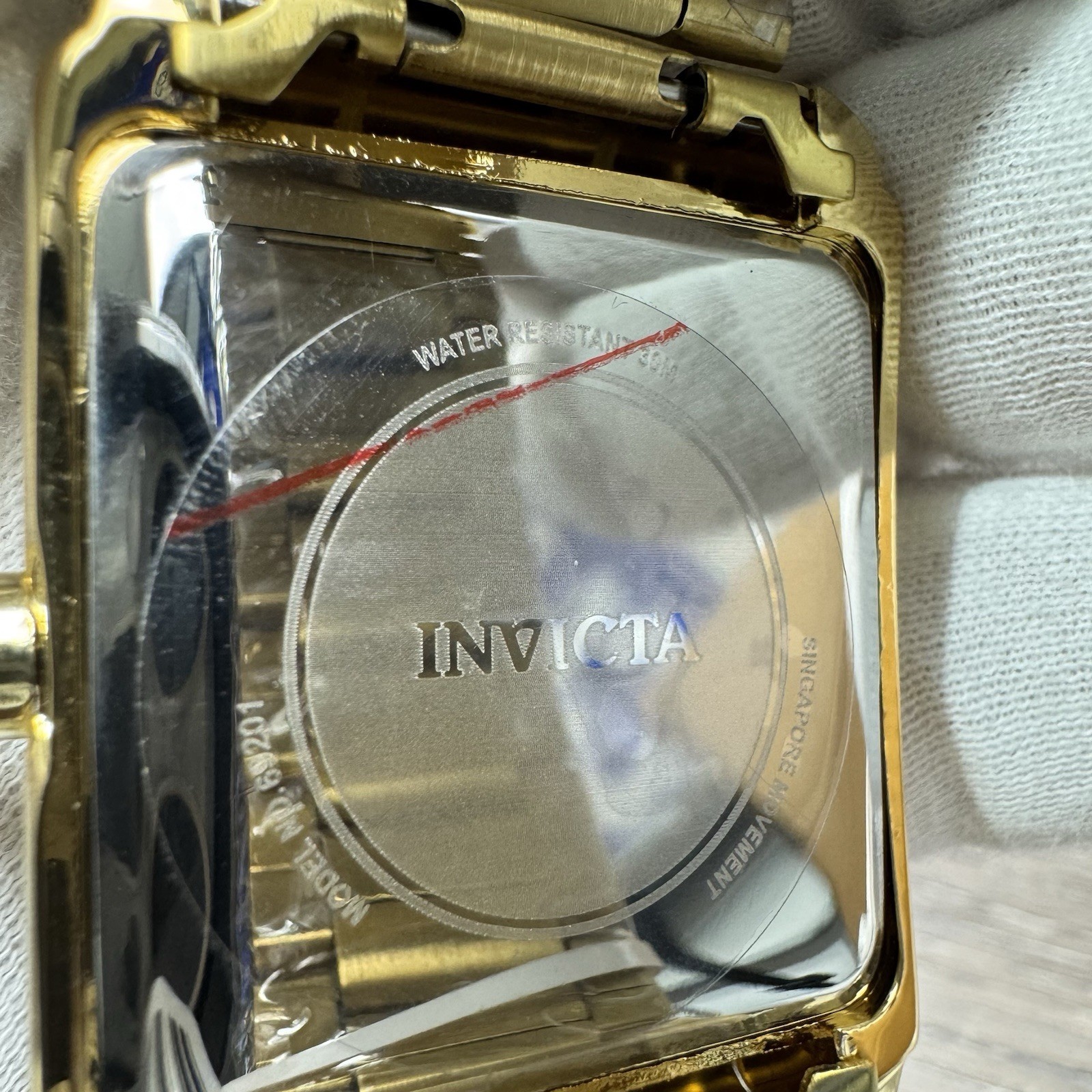 Invicta Celestial Watch Men 35mm Gold Stainless Steel Gold Dial Rectangle Quartz
