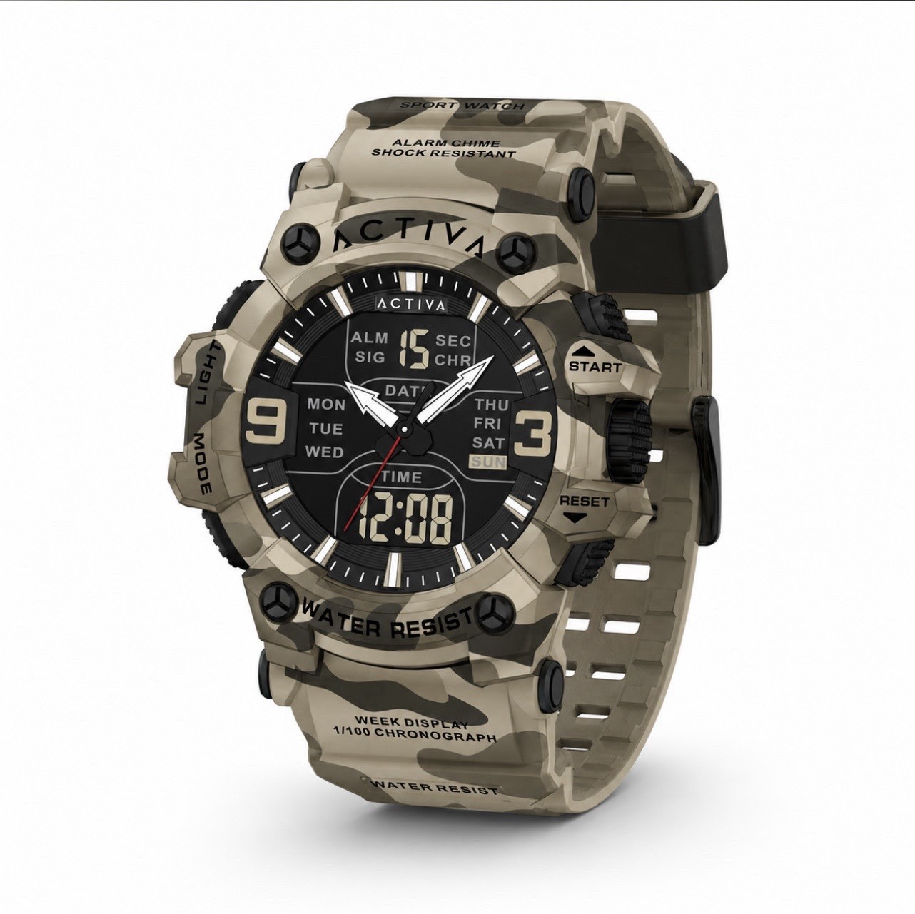 Activa Vulkor X Invicta Analog Digital Men’s Watch – 53mm. Camouflage. Tan, new