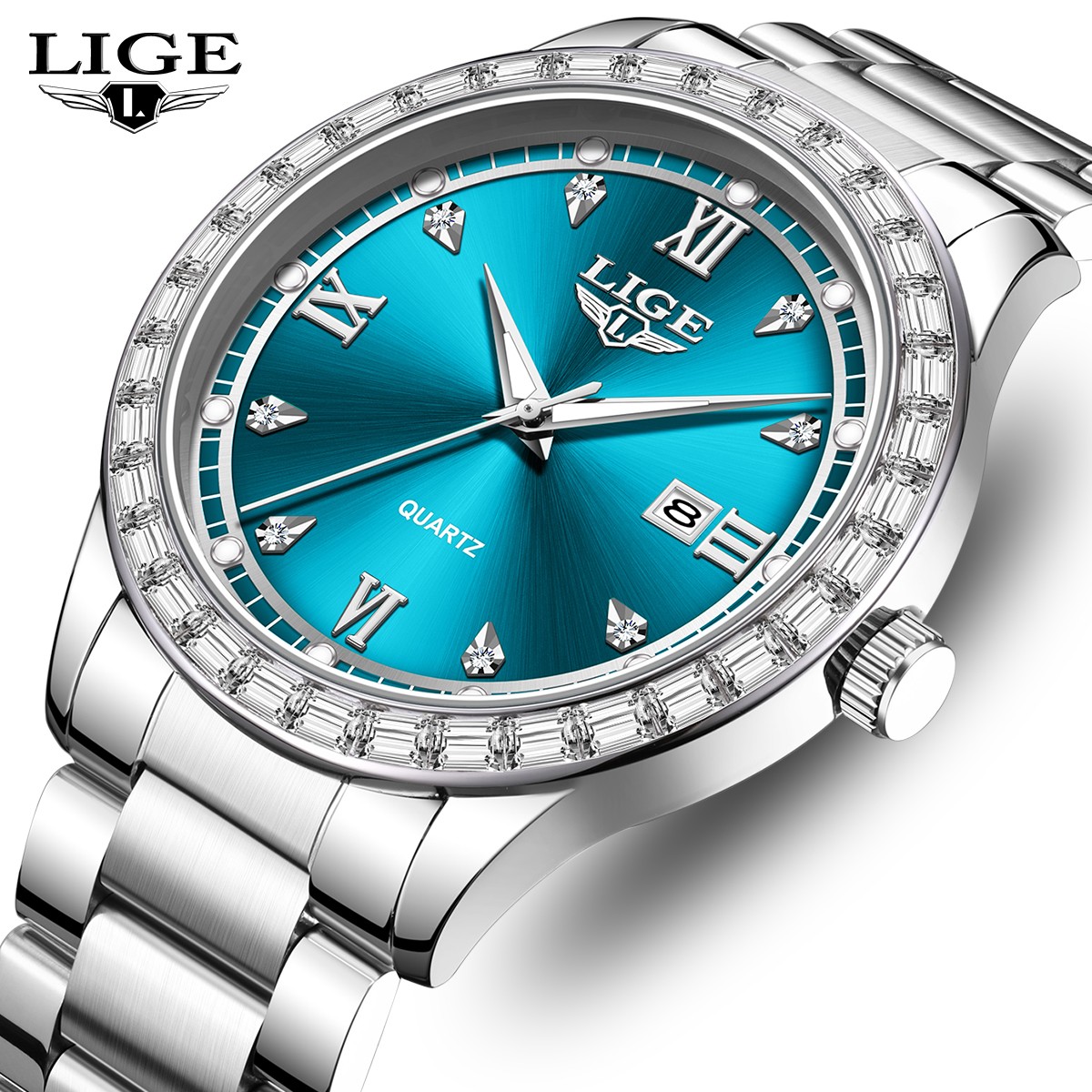 LIGE Men Watch Quartz Date Luminous 3ATM Waterproof Women Ladies Wristwatch Gift