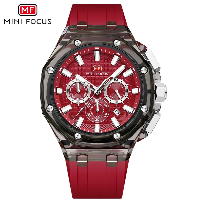 Multifunctional Men’s Transparent Case Quartz Watch Waterproof Luminous 0616G