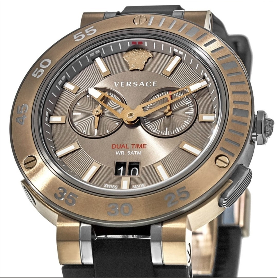 Versace V-Extreme Brown Chronograph Dial Rubber Strap Men’s Watch VCN030017