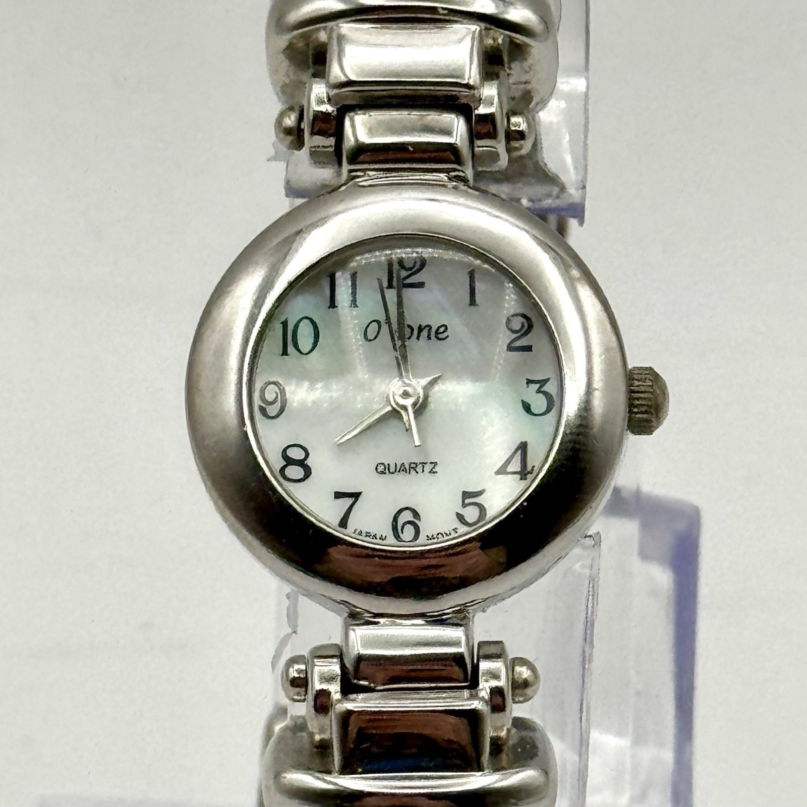 O’ -One Watch Silver Bangle Cuff MOP Dial Vintage Fashion Quartz Japan Movement