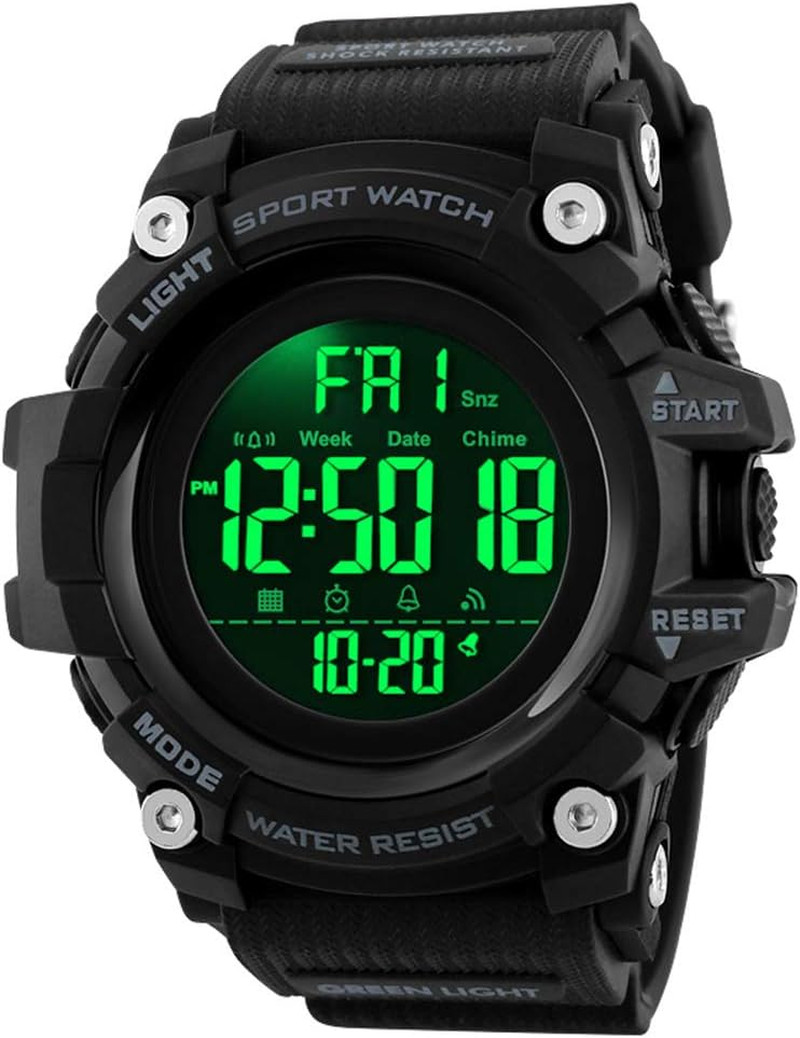 Men Sport Watch Countdown Stopwatch Watch Mens Wrist Watch Waterproof LED Electr