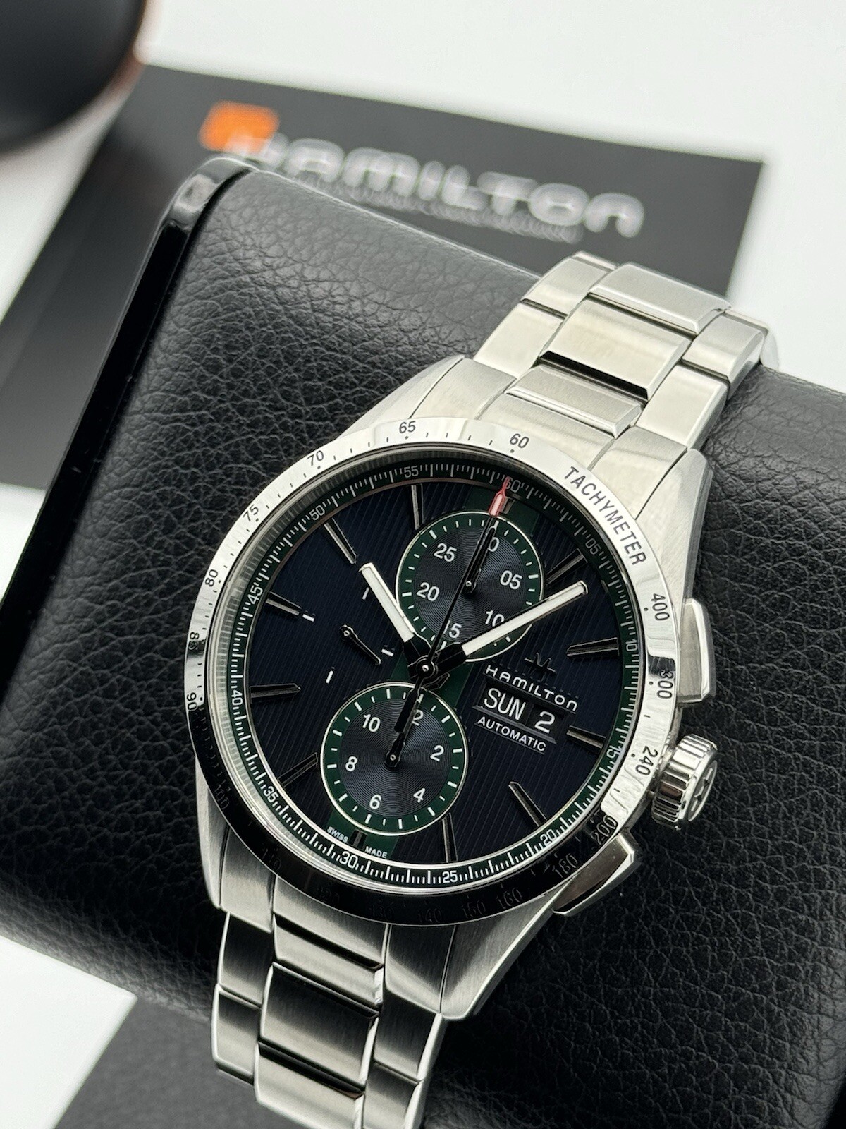 HAMILTON BROADWAY “Blue-Green” DAY DATE CHRONO! H43516141