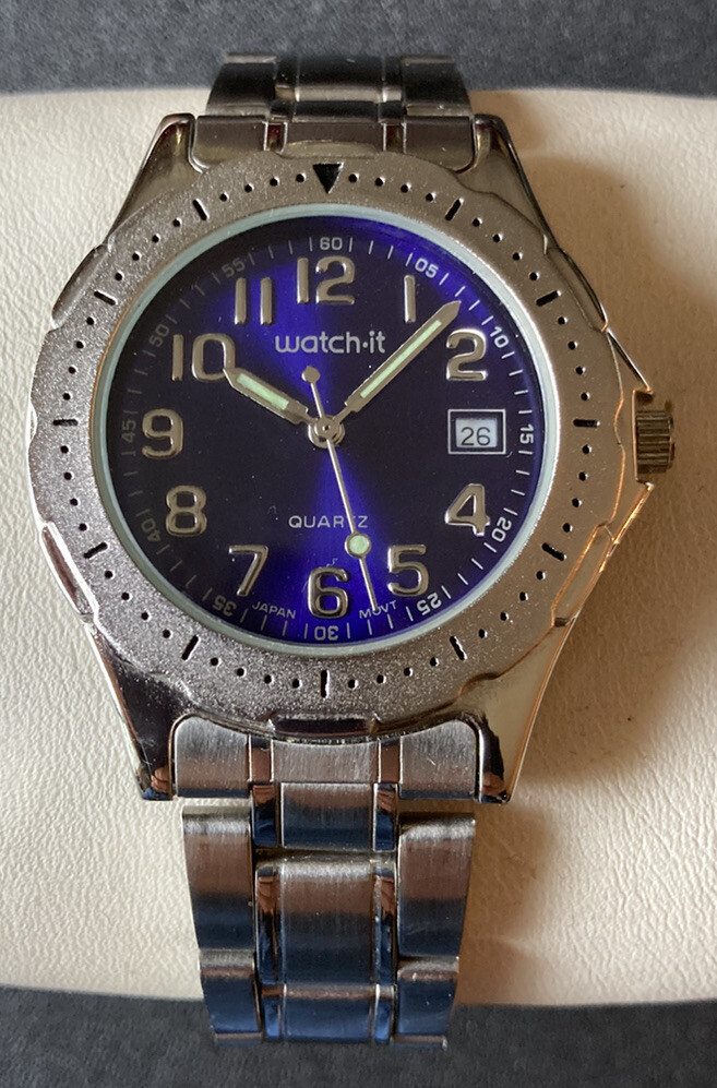 Watch It Advance EZC78614W Date Blue Face New Battery Bracelet Link Band