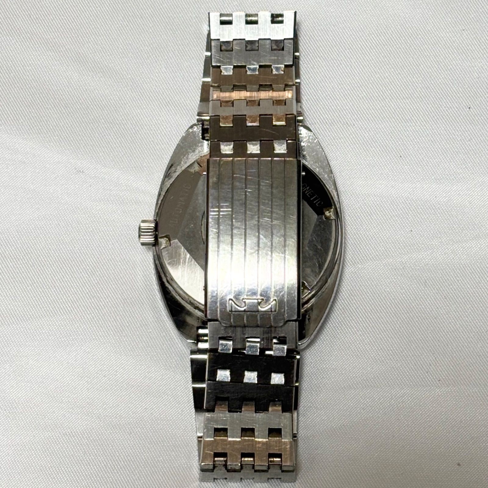 Technos Thunder Automatic Date Watch Black Dial Silver Bracelet Vintage