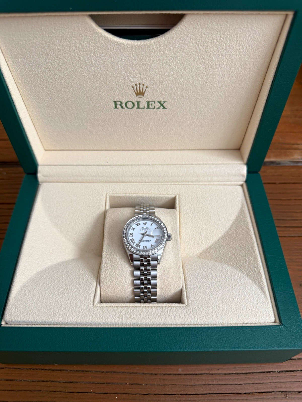 Rolex Datejust 28mm Stainless Steel Diamond Bezel White Roman Dial Jubilee