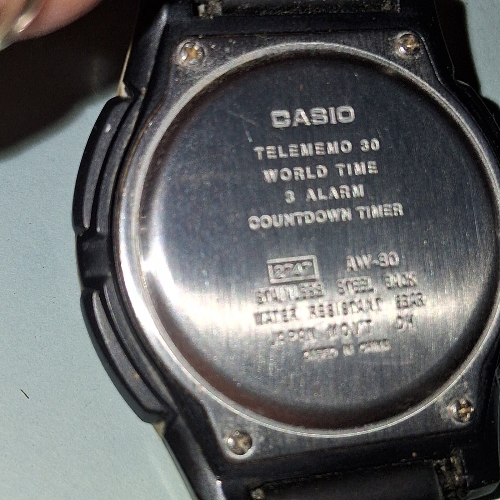 CASIO ILLUMINATOR WATCH TELEMEMO 30 WORLD TIME 3 ALARM & TIMER 2747 AW-80 W/BAND