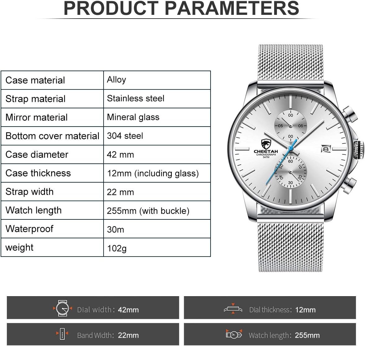 Sleek Minimalist Quartz Chronograph Watch for Men – Waterproof Stainless Steel