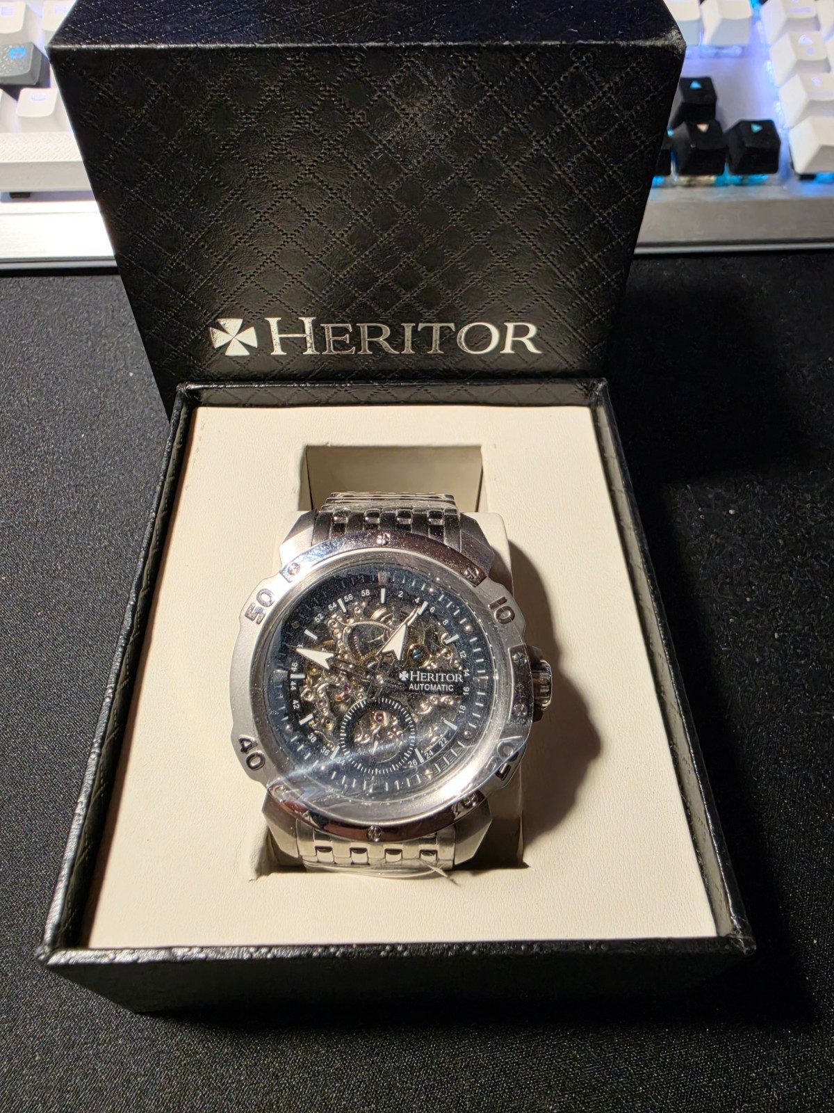 Heritor Automatic Conrad/Carter Black Skeleton Dial Stainless Steel Men’s Watch