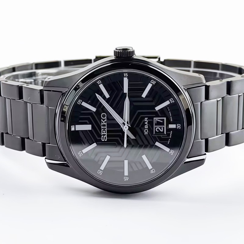 Seiko Essentials SUR515 Black Dial Stainless Steel Quartz Men’s Watch 39.5mm