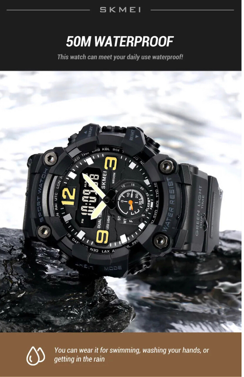 Men Large OVERSIZED Waterproof Digital Sports Military Tactical WRIST WATCH 54mm