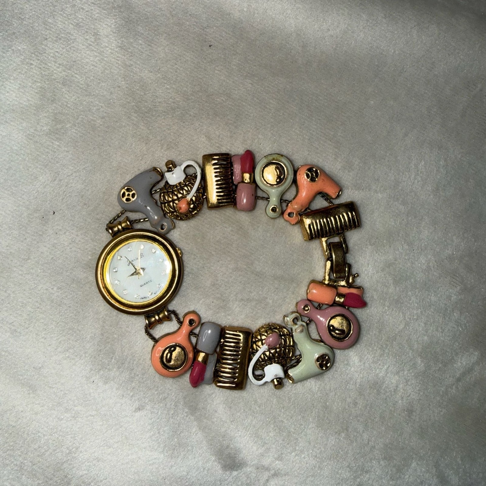 Jennie B Makeover Charm Bracelet Watch with Hairdressing and Beauty Motif