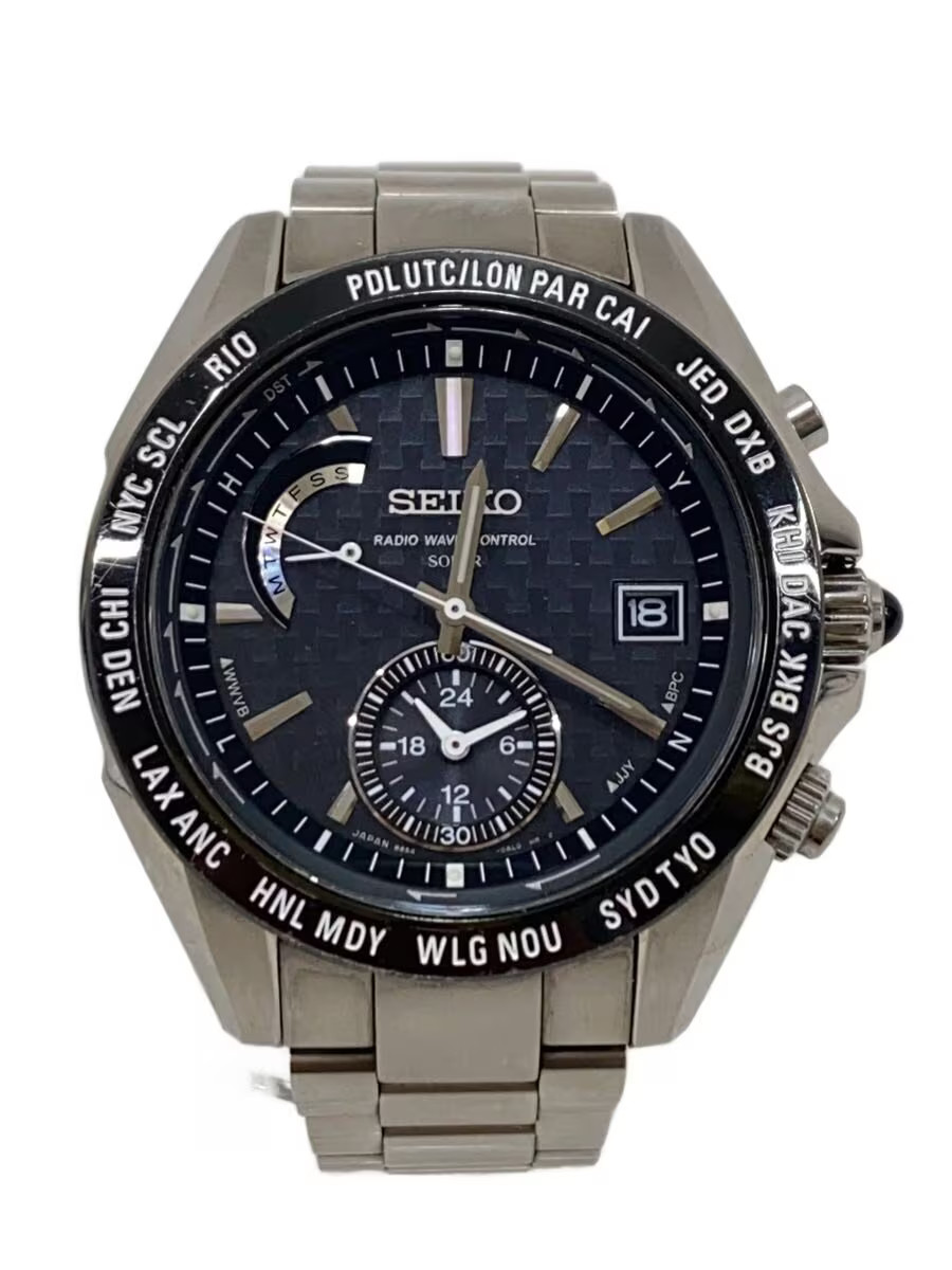 SEIKO Brightz Solar Watch Analog BLK SLV 8B54 0AL0